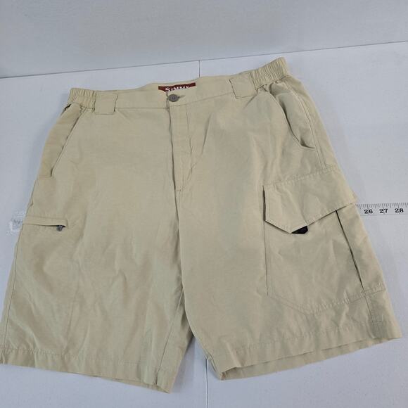 Simms Fishing Products Men’s Cargo Shorts Tan Nylon Blend Outdoor Utility L 5978 - Picture 1 of 13